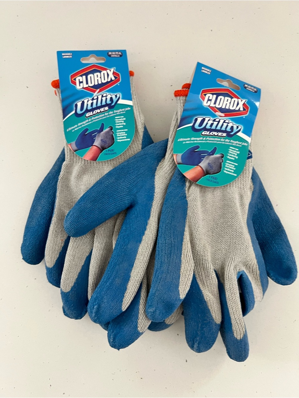 Clorox Utility Gloves 2-Pair Set NWT Blue Heavy Duty Cleaning Gardening